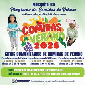 Mesquite Summer Meals 2026 Spanish