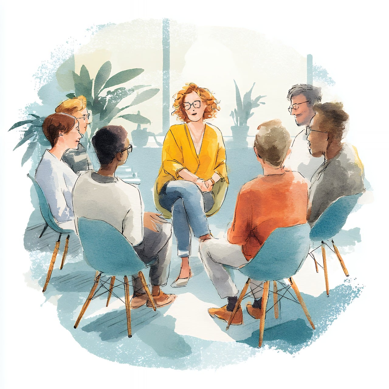 Therapist and client seated in a welcoming counseling room