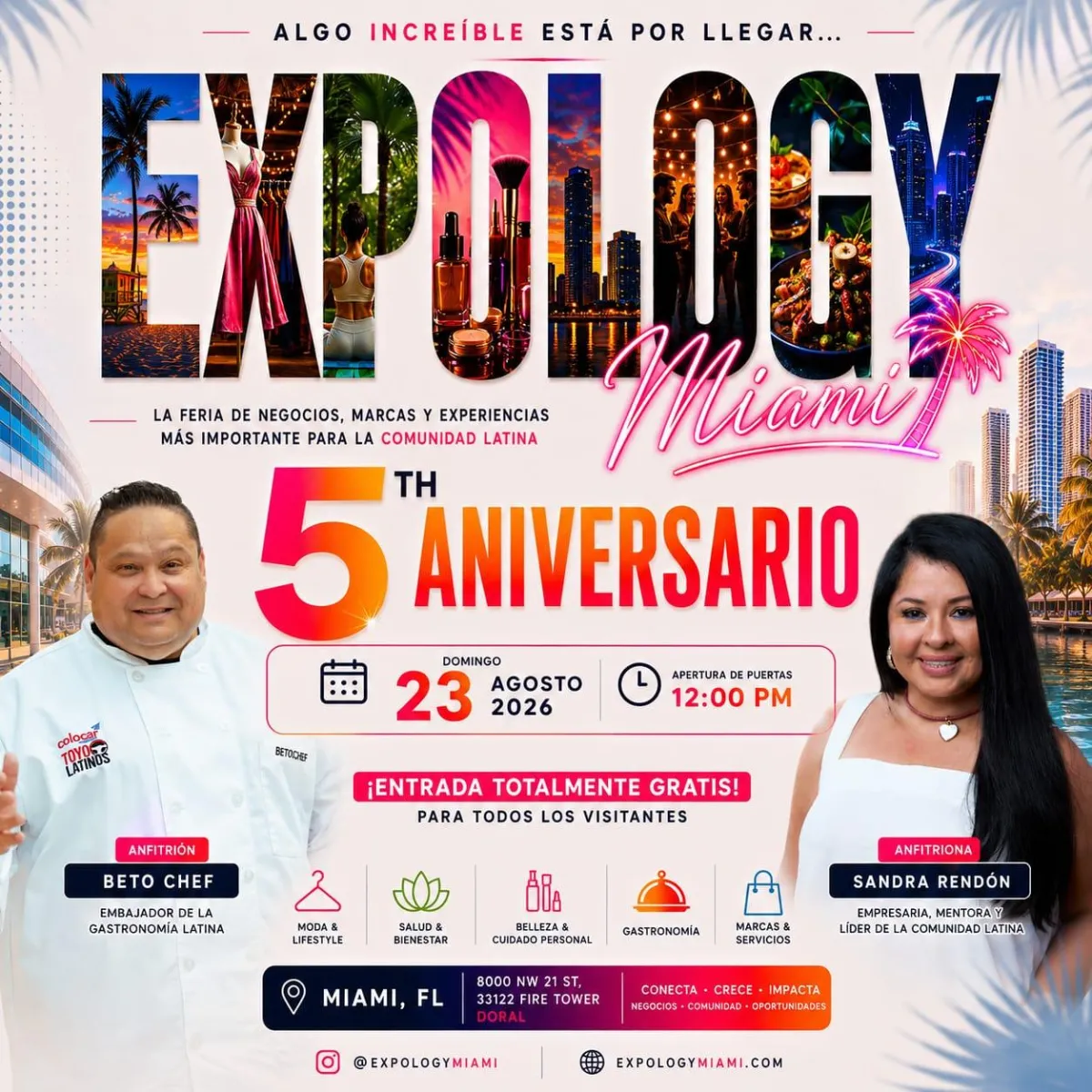 Collage of past Expology Miami luxury networking and runway events