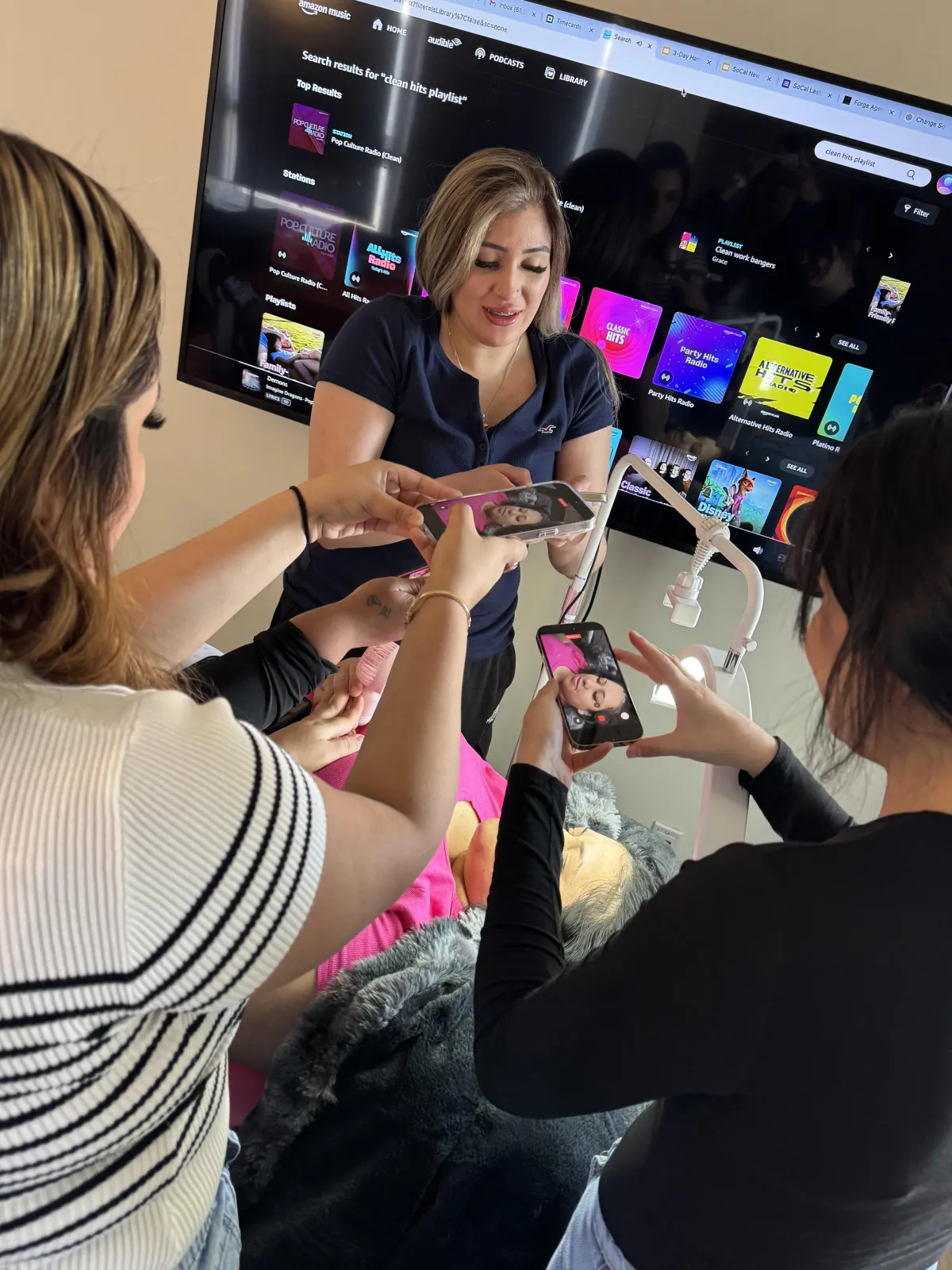 a woman in a white top is posing for a picture