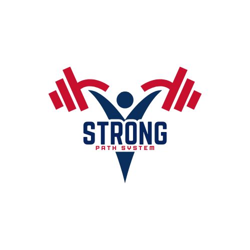 STRONG Path System logo with a blue figure and red barbell graphics representing strength, resilience, and guided performance coaching.