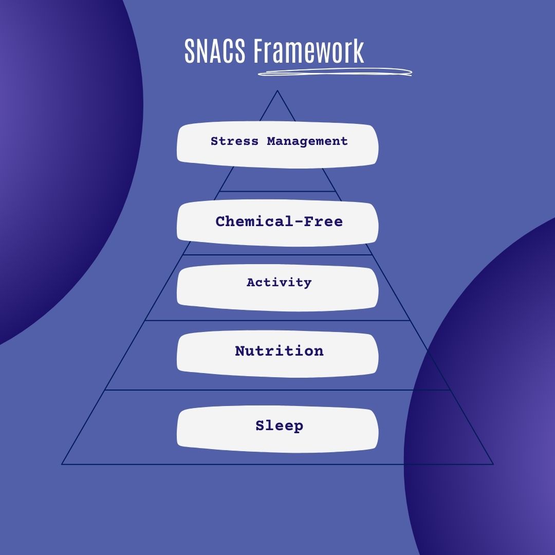 SNACS Framework for sleep, nutrition, activity, chemical-free living, and stress management wellness evaluation