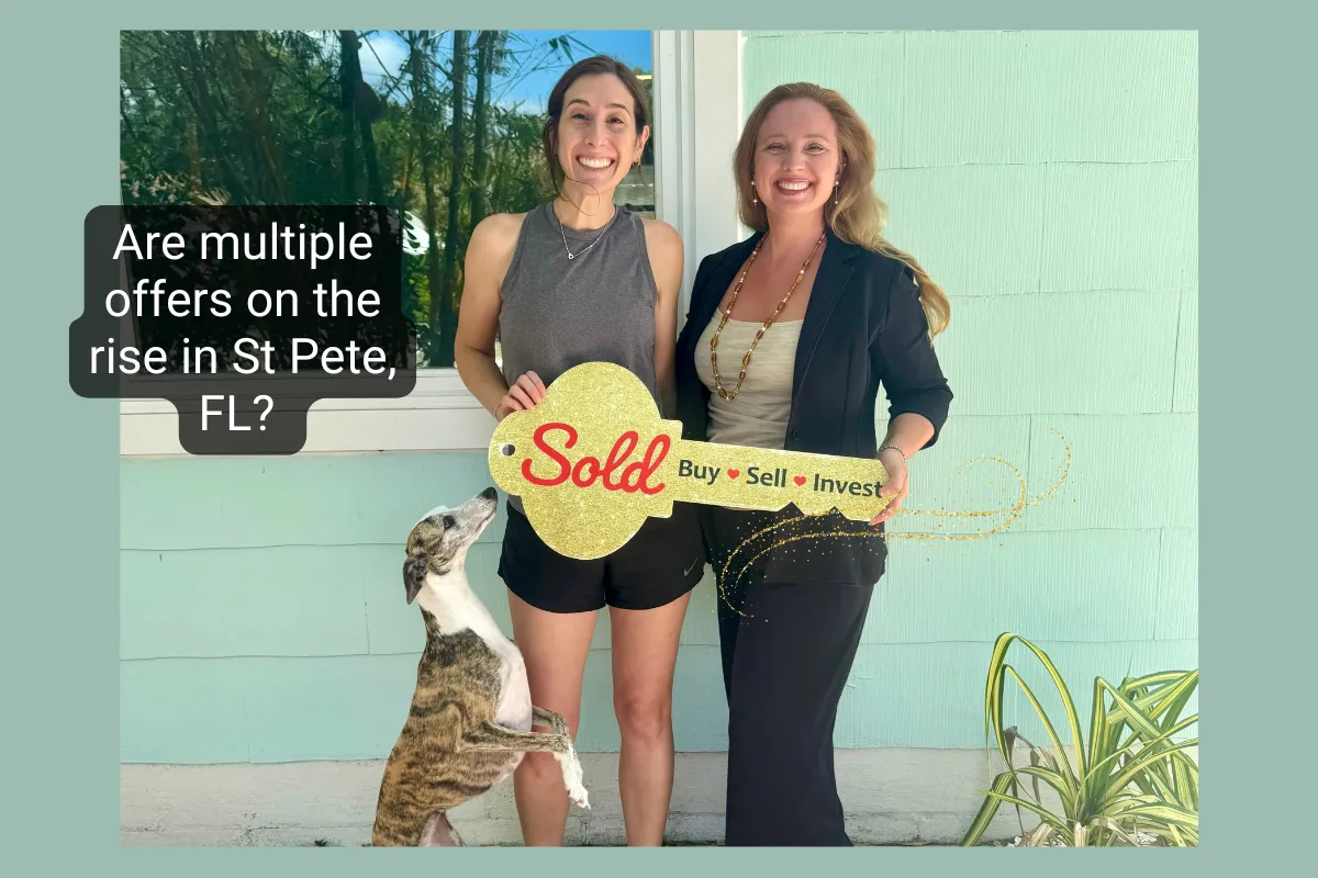 St. Petersburg FL home sold with multiple offers – real estate agent and happy seller celebrating in Magnolia Heights