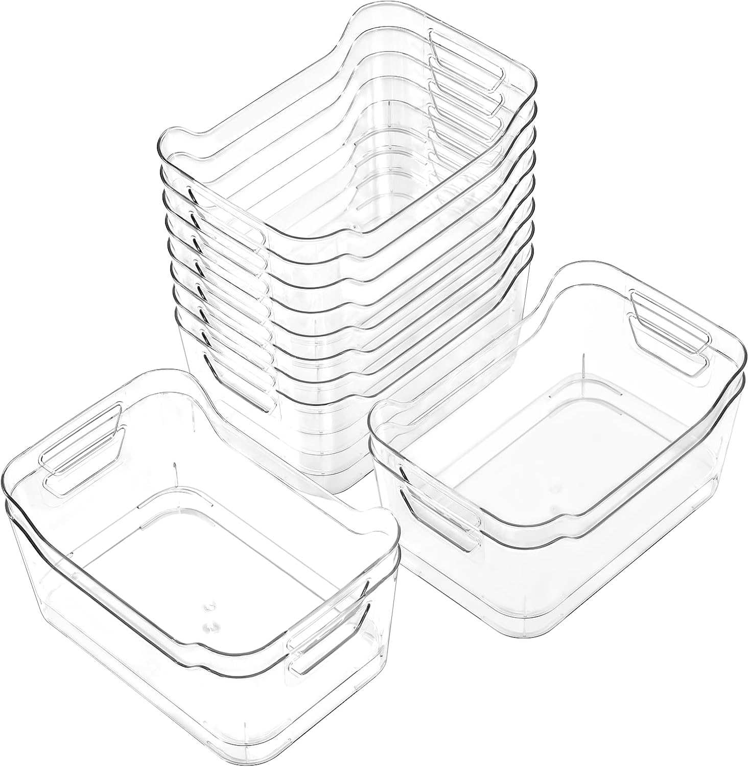 12 Pack Clear Plastic Storage Bins, Pantry Organizers and Storage