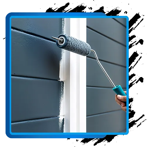 Exterior painting roller applying fresh paint to home siding in Washington, DC