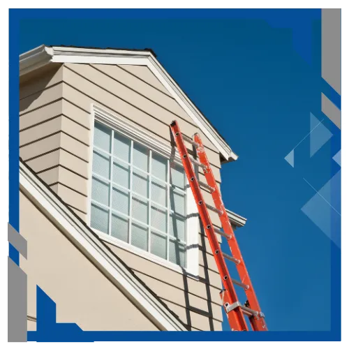 Exterior painting of a house with ladder and siding in Arlington, VA.