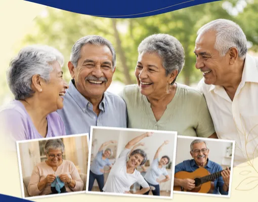Seniors enjoying community activities and companionship