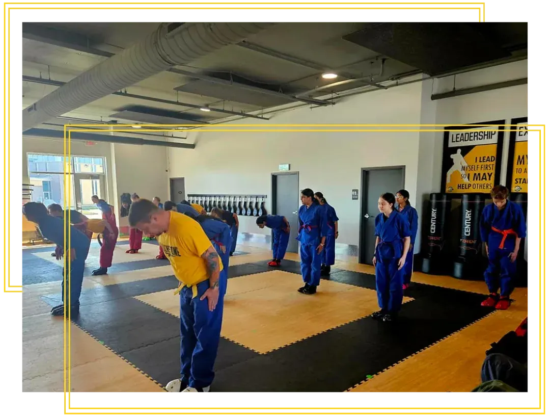 teens and adults finishing a class