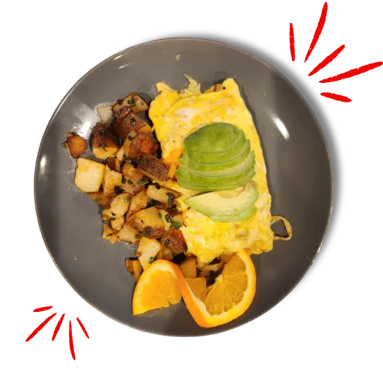 Breakfast omelet and coffee