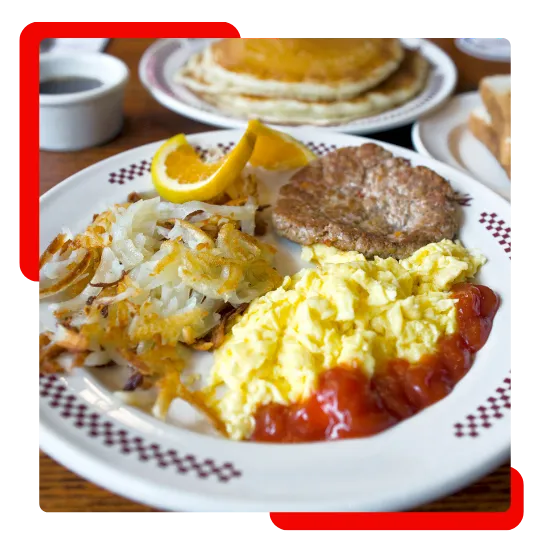 Grill plates with fresh sides at a restaurant near Chico, CA