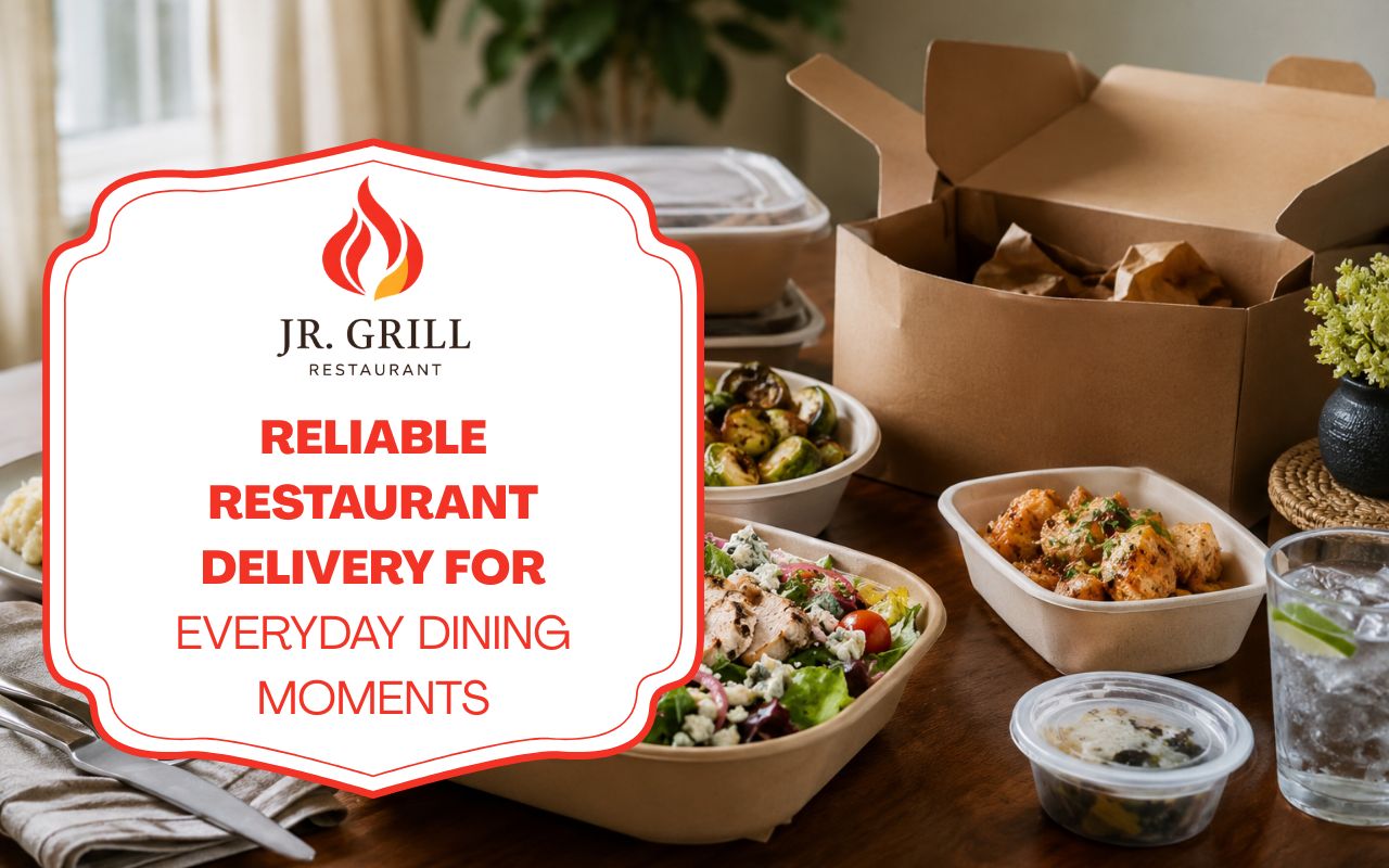 Restaurant delivery dinner arranged on a home table
