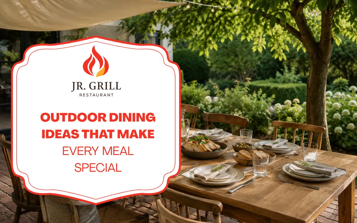 Outdoor dining setup for a relaxed group meal
