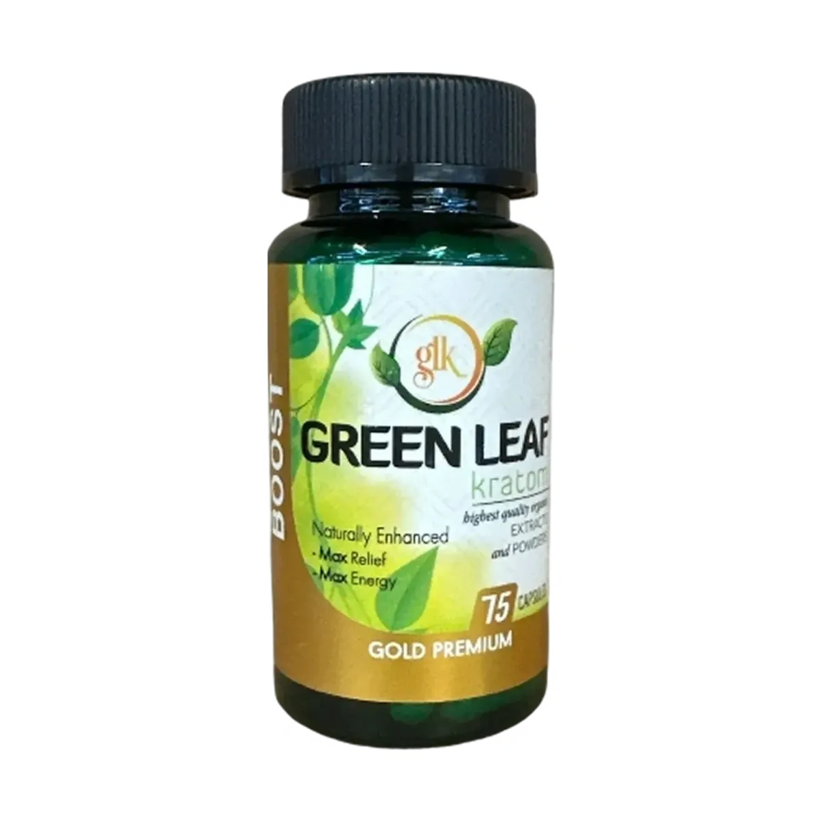 GLK Green Leaf Kratom Gold Premium - 75 Capsules | Cobra Smoke Shop