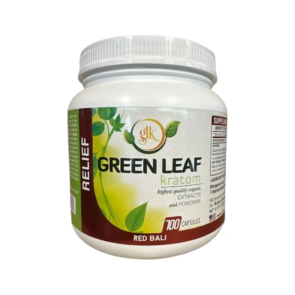 GLK Green Leaf Kratom Red Bali - 700 Capsules | Cobra Smoke Shop