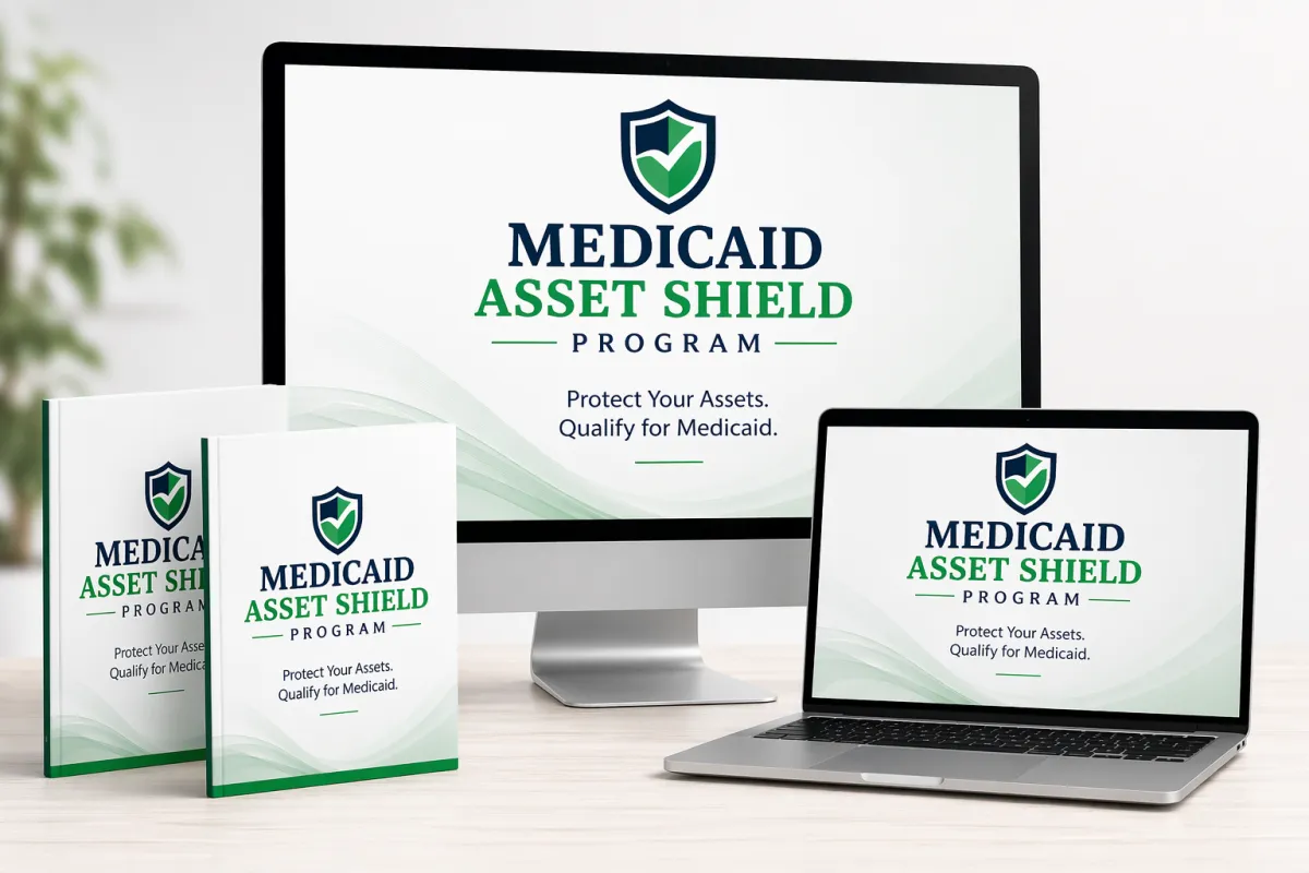 Visual mockup of the 30-Day Medicaid Asset Shield Course materials
