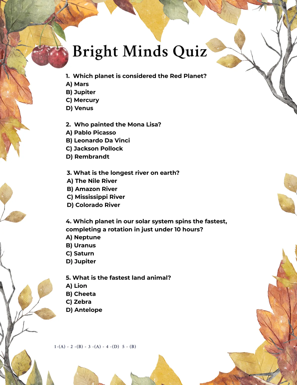 Mind Quiz, Dementia, Brain Exercise, Trivia