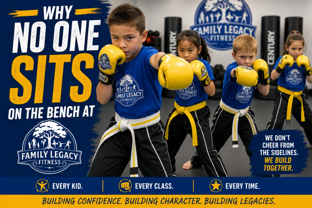 Children actively participating in martial arts class at Family Legacy