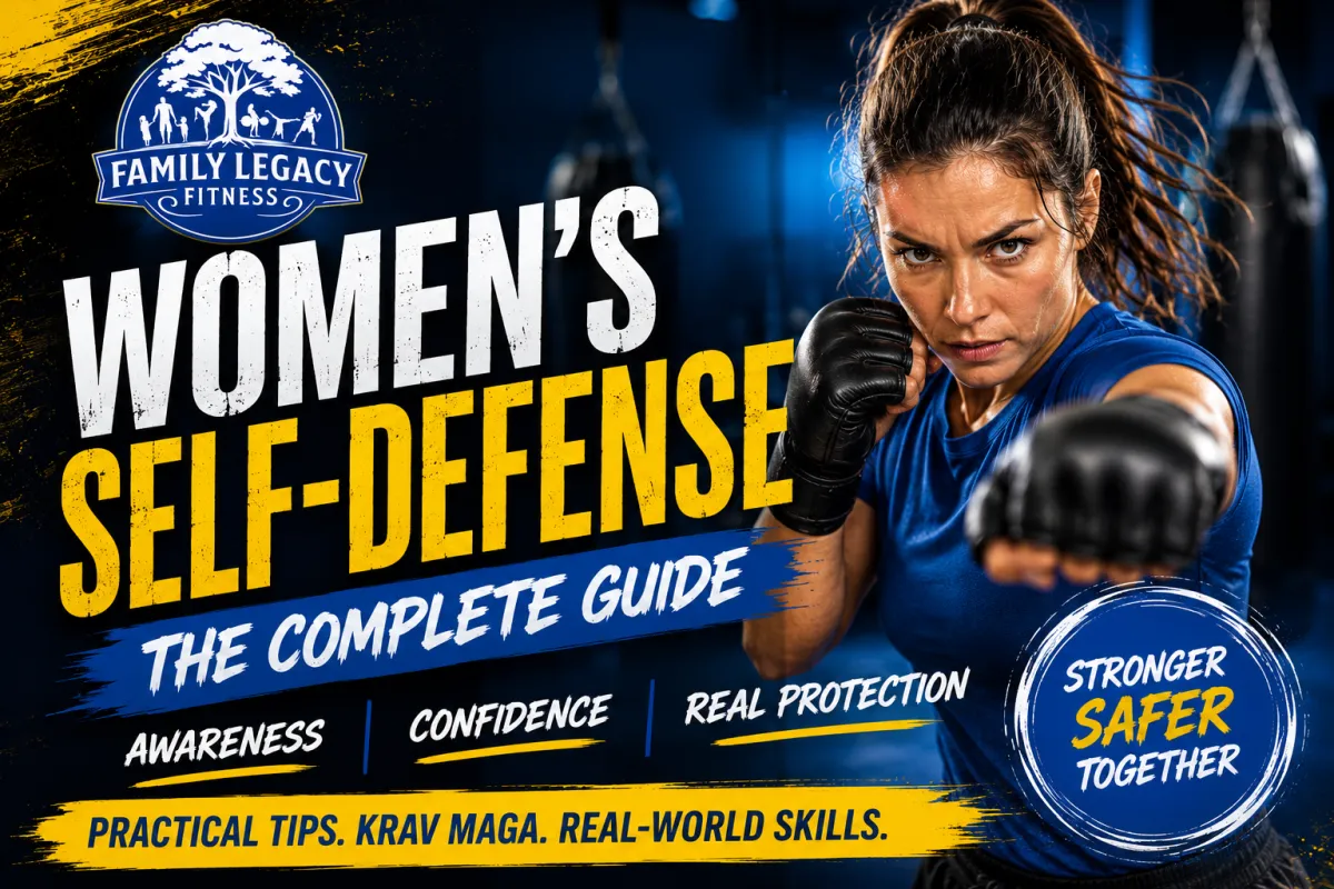 Woman practicing Krav Maga self-defense techniques during training at Family Legacy Fitness & Martial Arts in Manassas, Virginia.