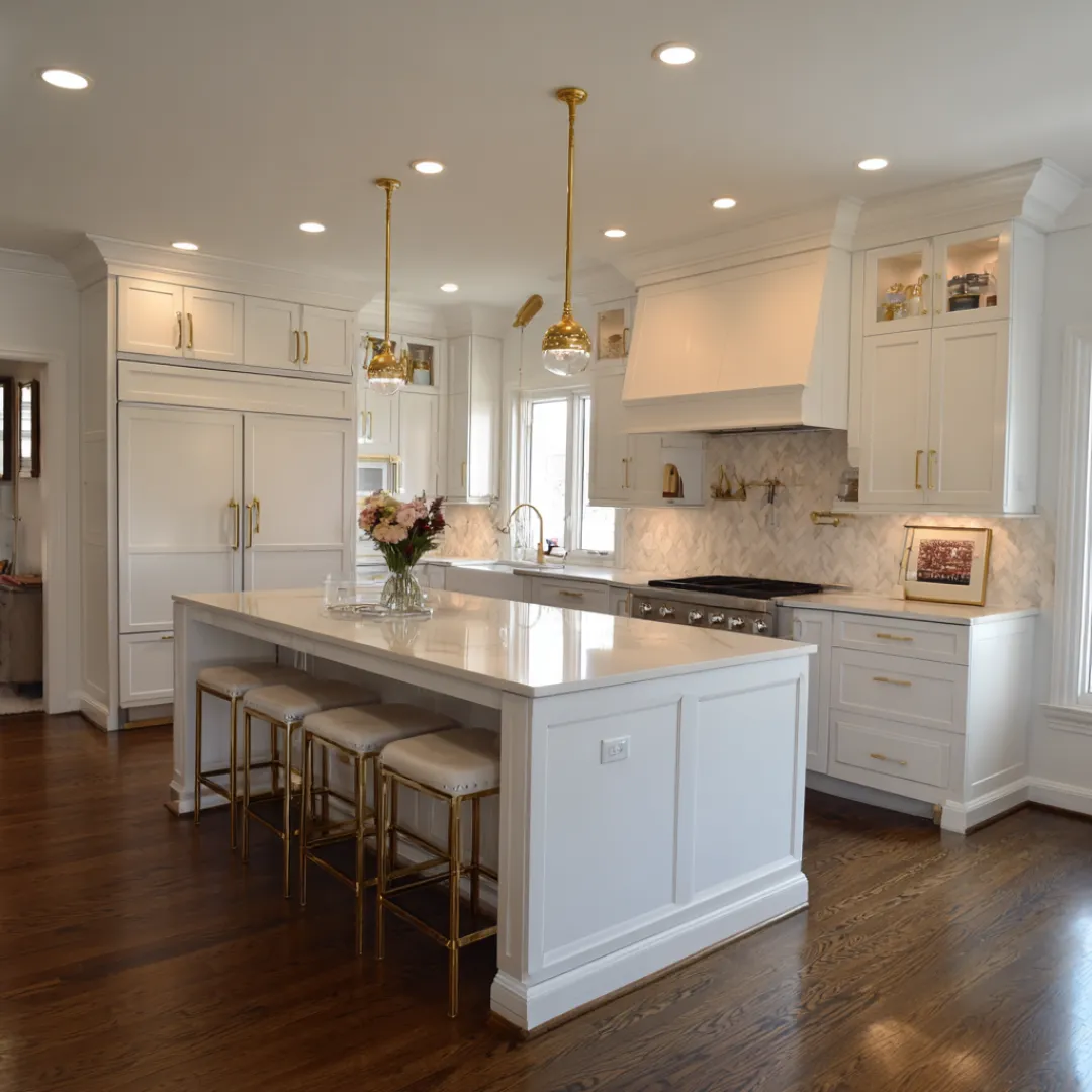 kitchen remodeling with gold fixtures pendant lighting and custom island in lebanon oregon and surrounding areas