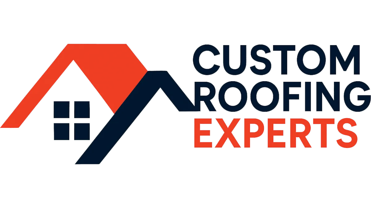 RoofOne logo featuring a stylized red and navy blue roof icon with a window and bold company name in navy blue text.