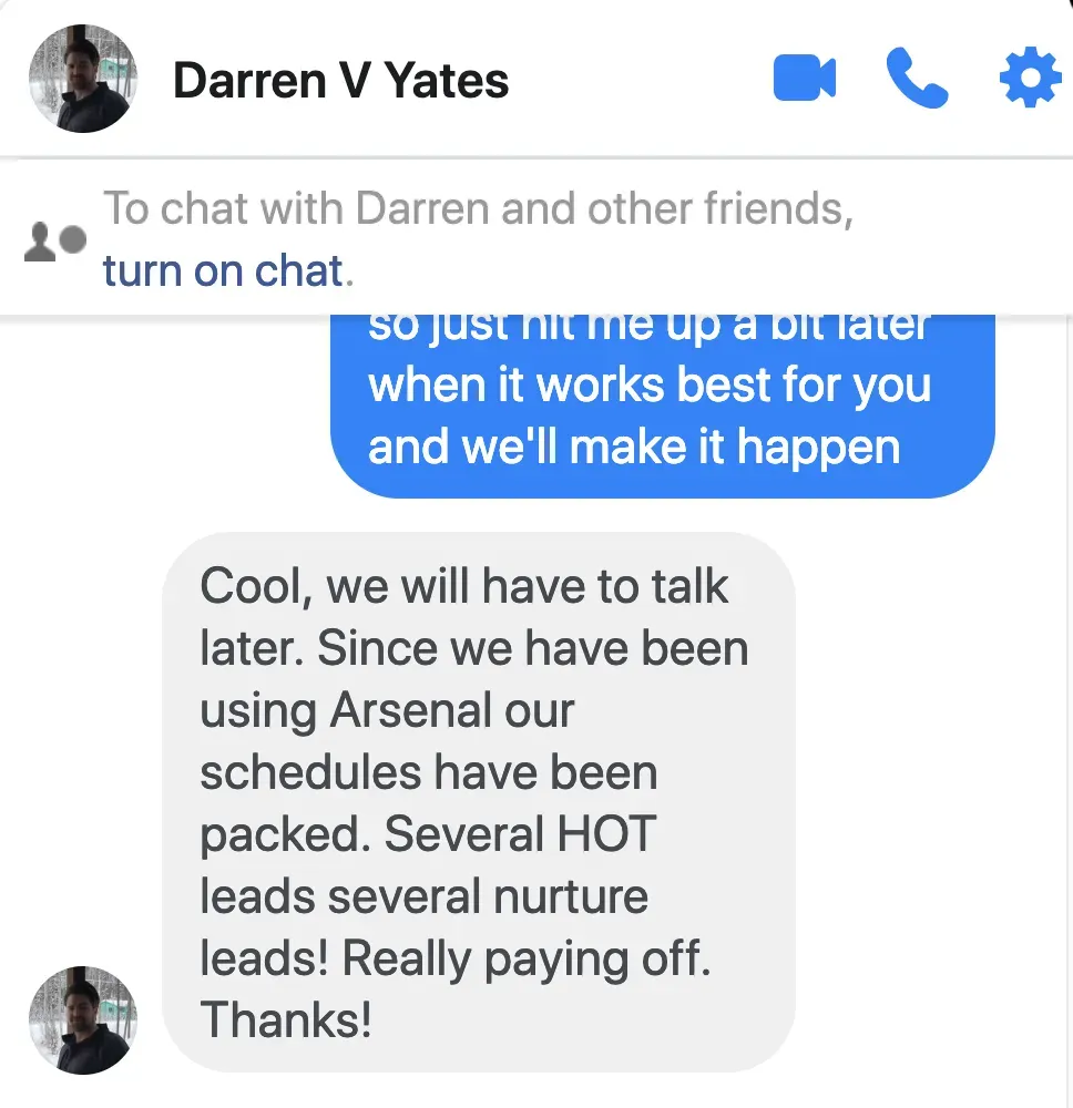 Client's testimonial on increased business sale