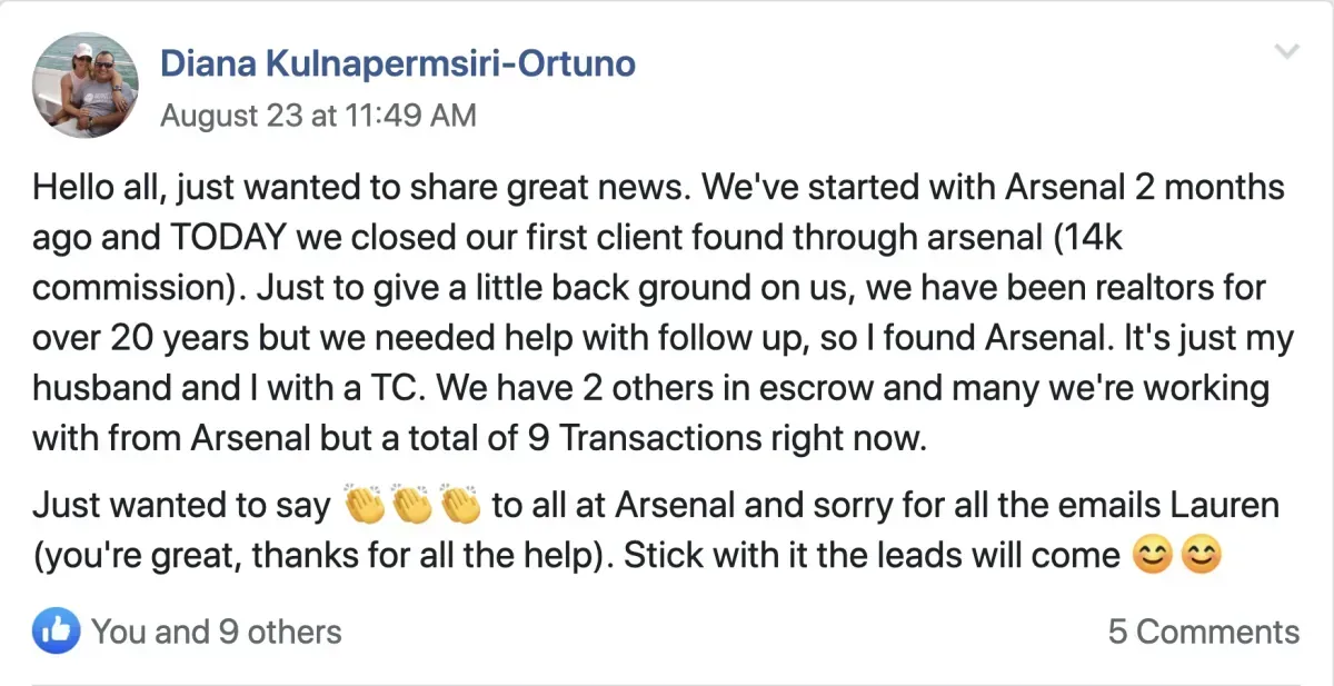 Client's testimonial on increased business sale