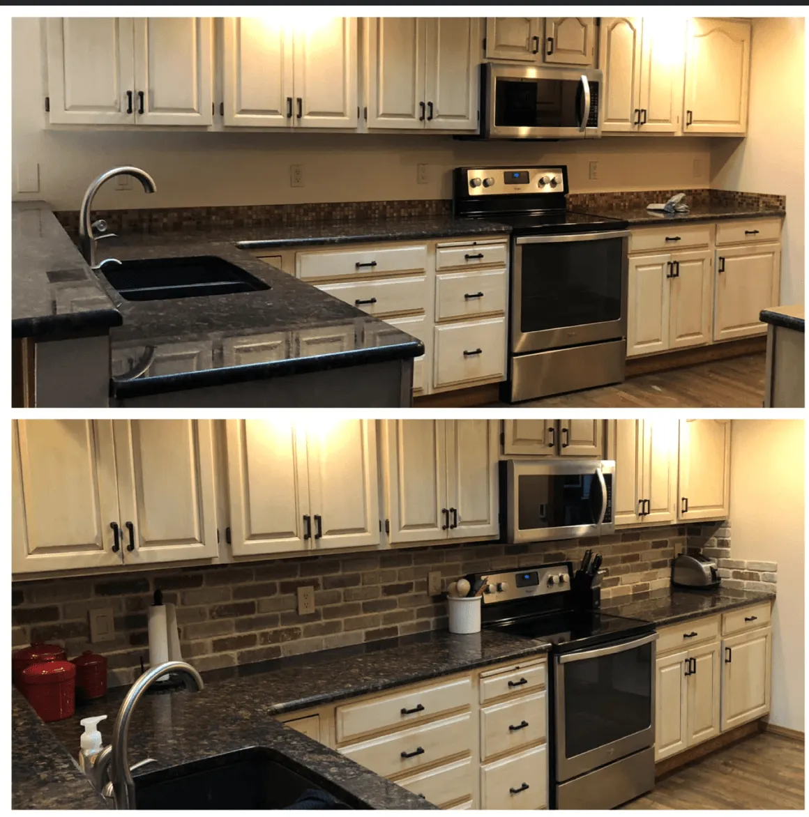 backsplash before and after Colorado Springs Action Painting & Remodeling