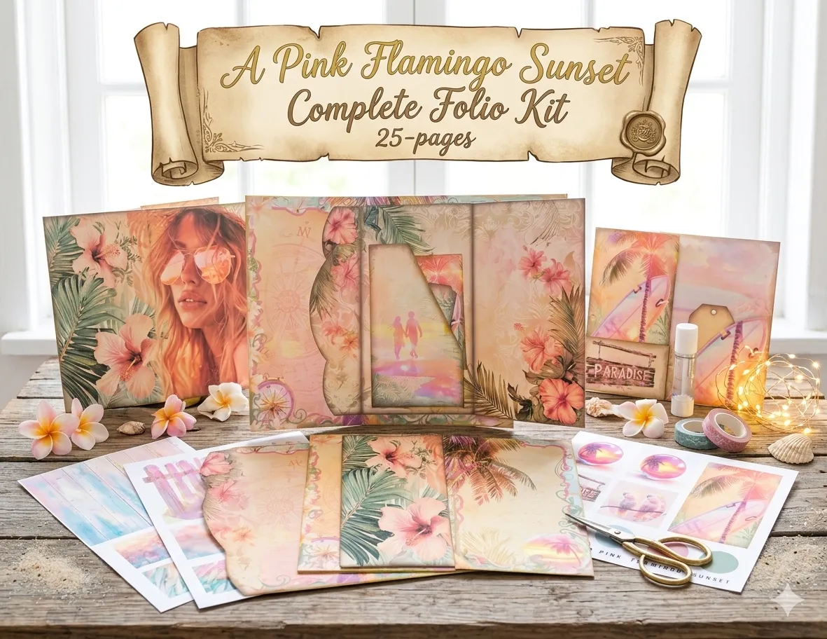 A Pink Flamingo Sunset Folio Kit