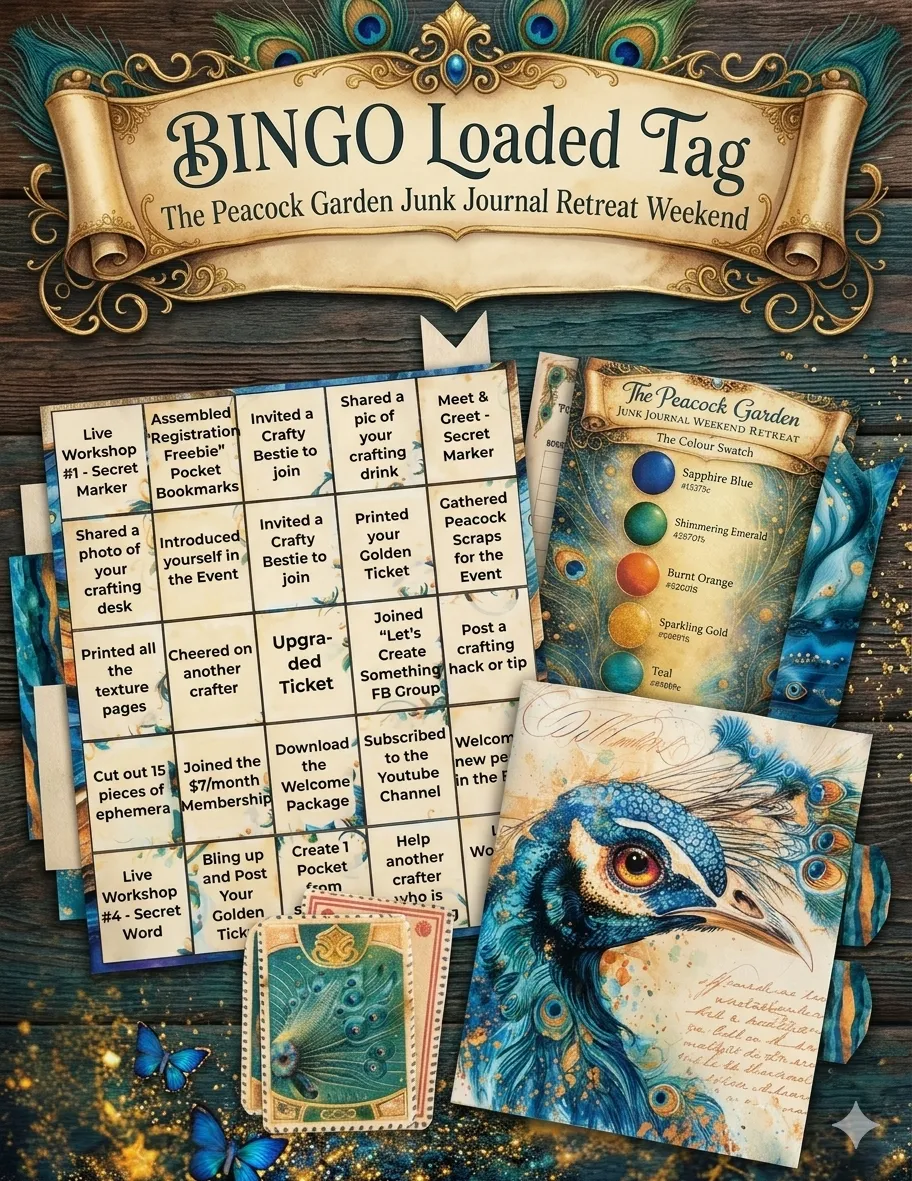 Peacock Garden Bingo Loaded Tag Freebie