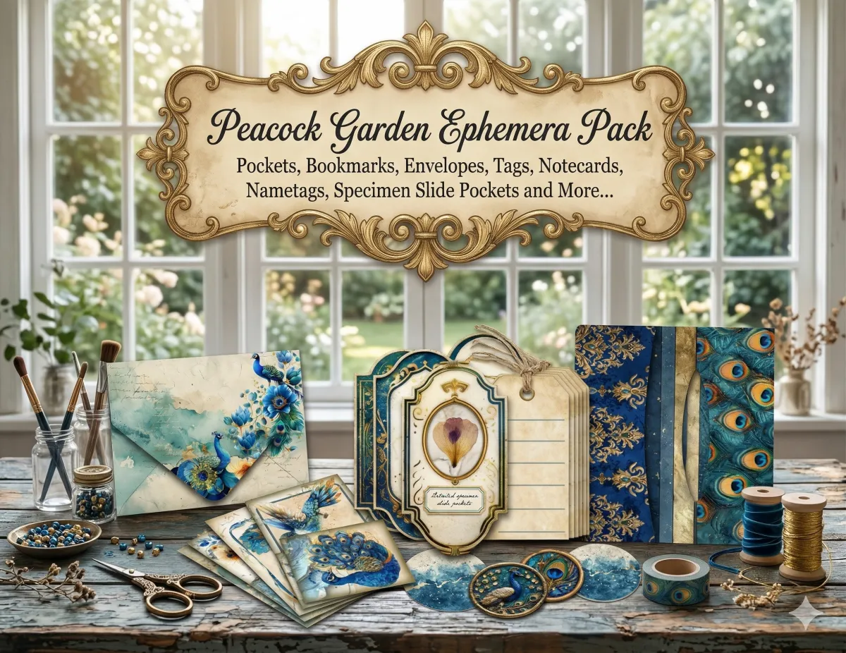 Peacock Garden Ephemera Pack