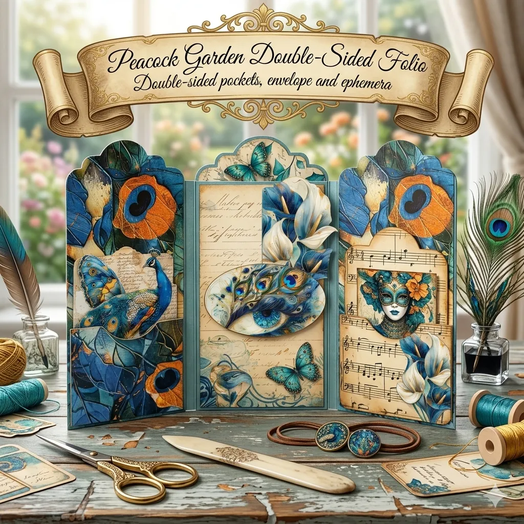 Peacock Garden Double Sided Folio