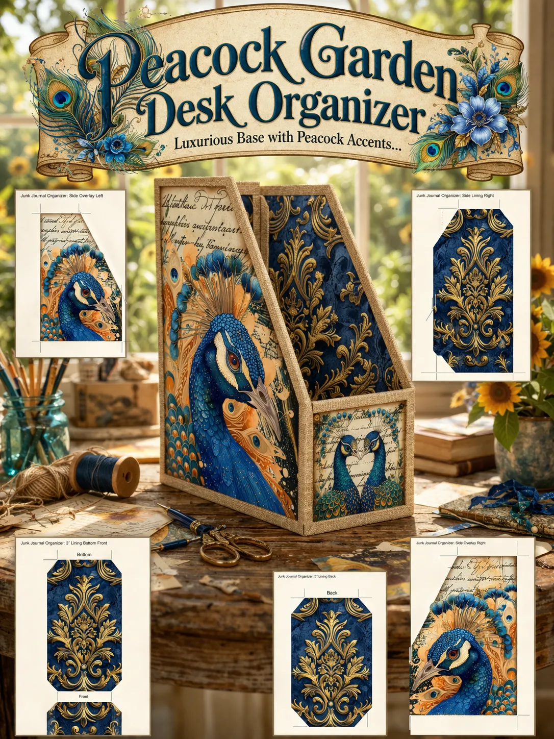 Peacock Garden Desk Organizer