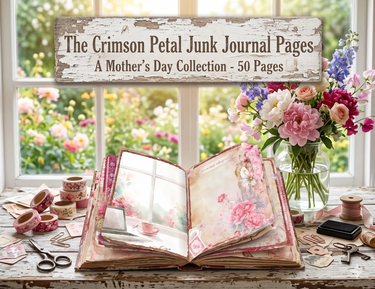 Crimson Petal Junk Journal Pages