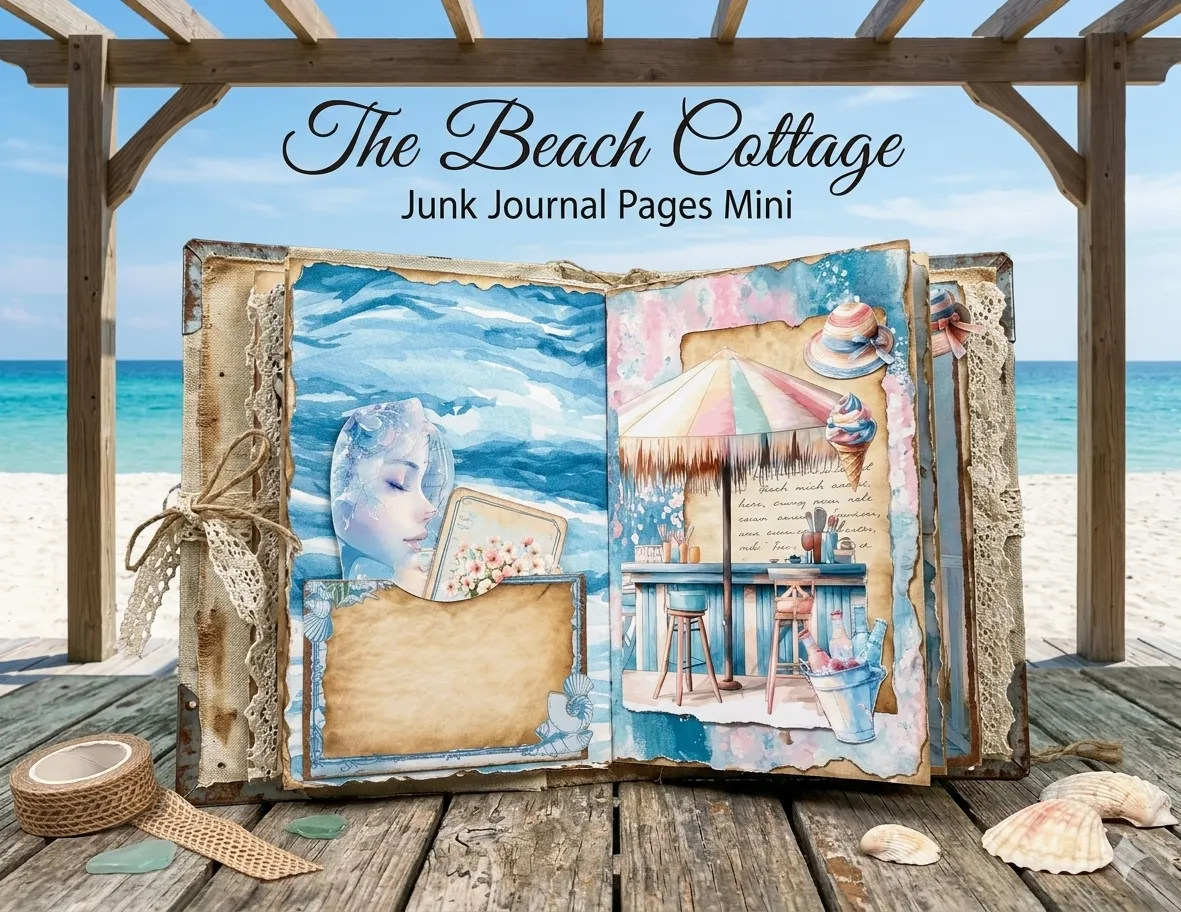 The Beach Cottage Junk Journal Pages Mini