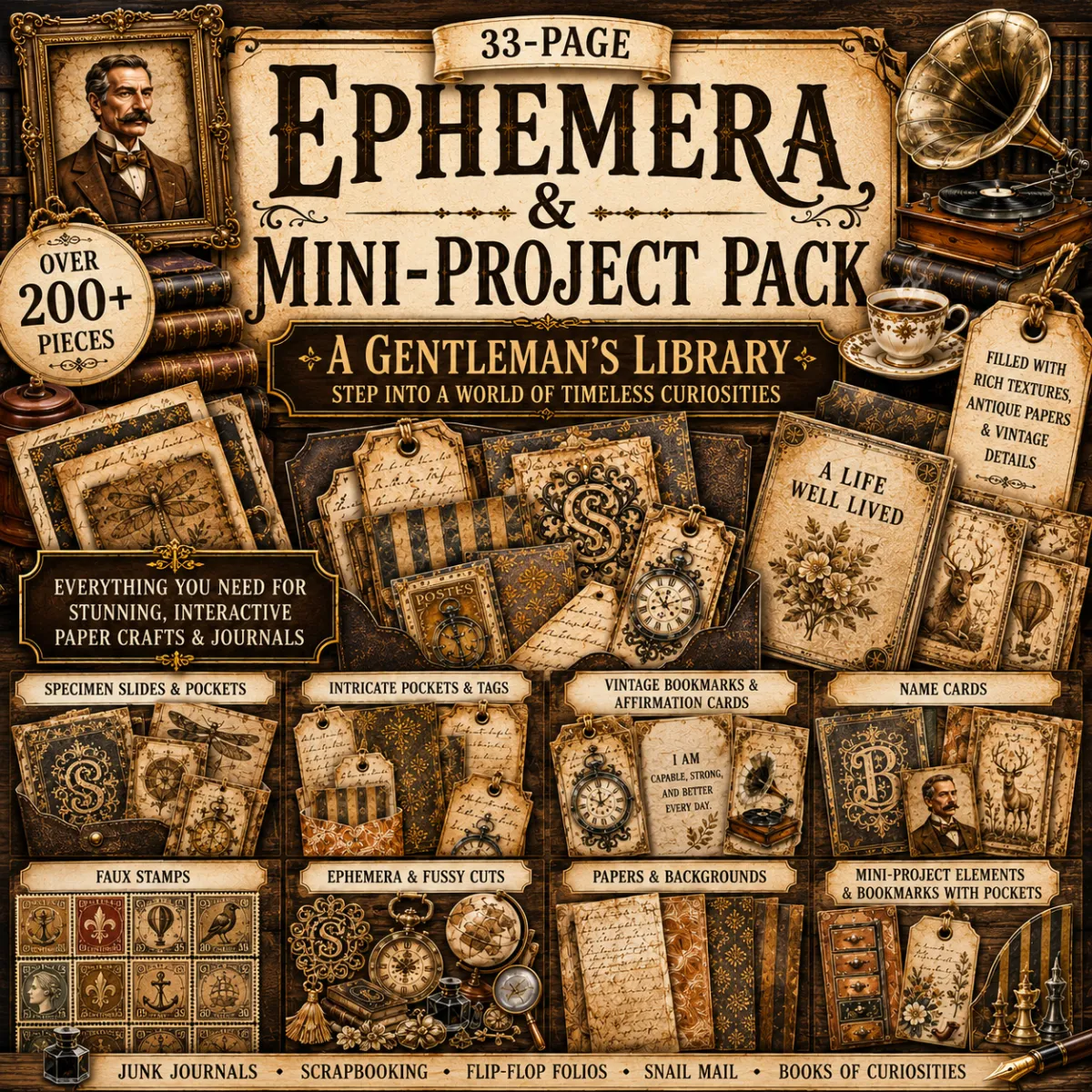 A Gentleman’s Library Ephemera & Mini-Project Pack