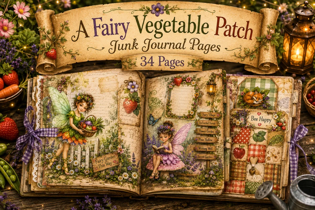 A Fairy Vegetable Patch Junk Journal Pages