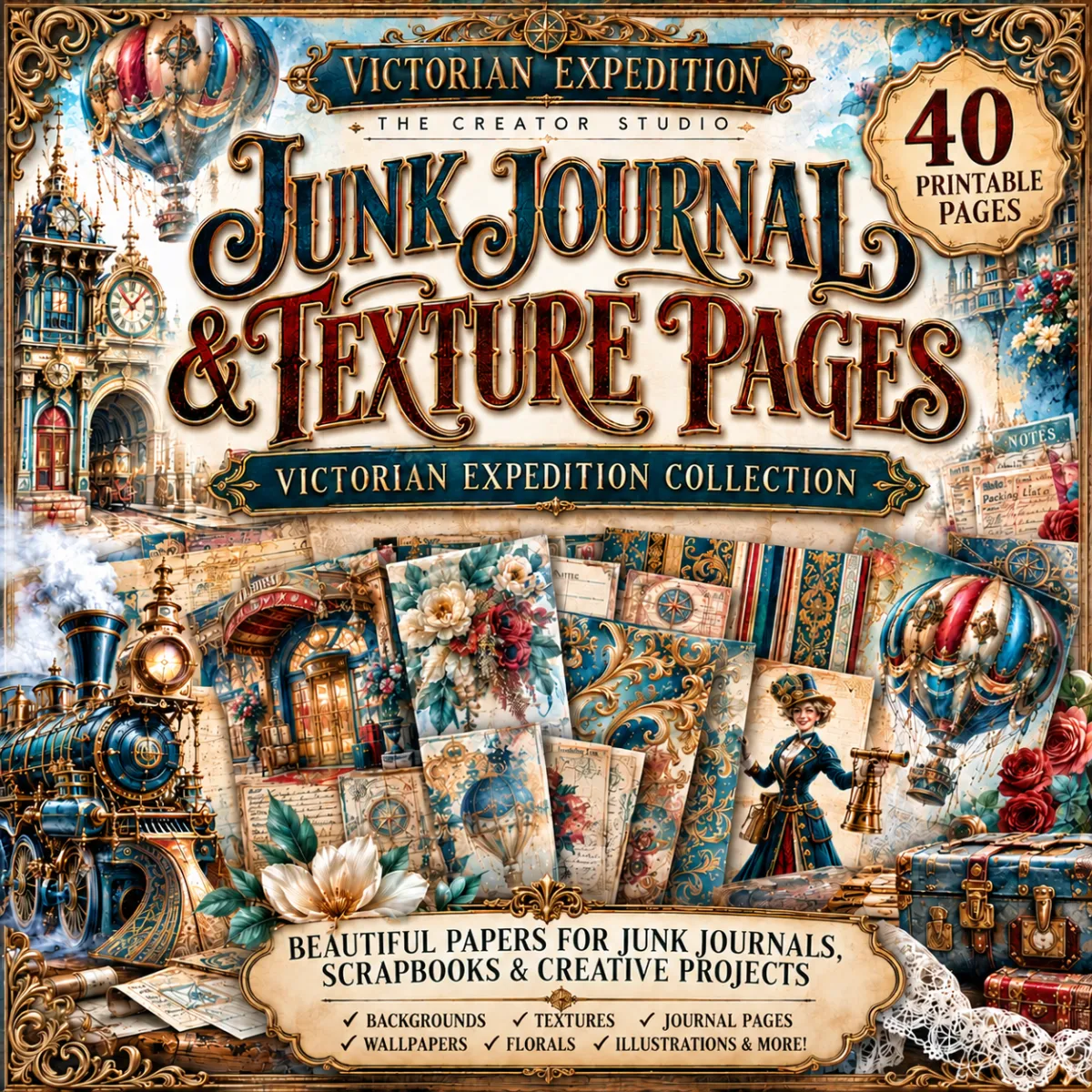 Victorian Expedition Junk Journal & Texture Pages
