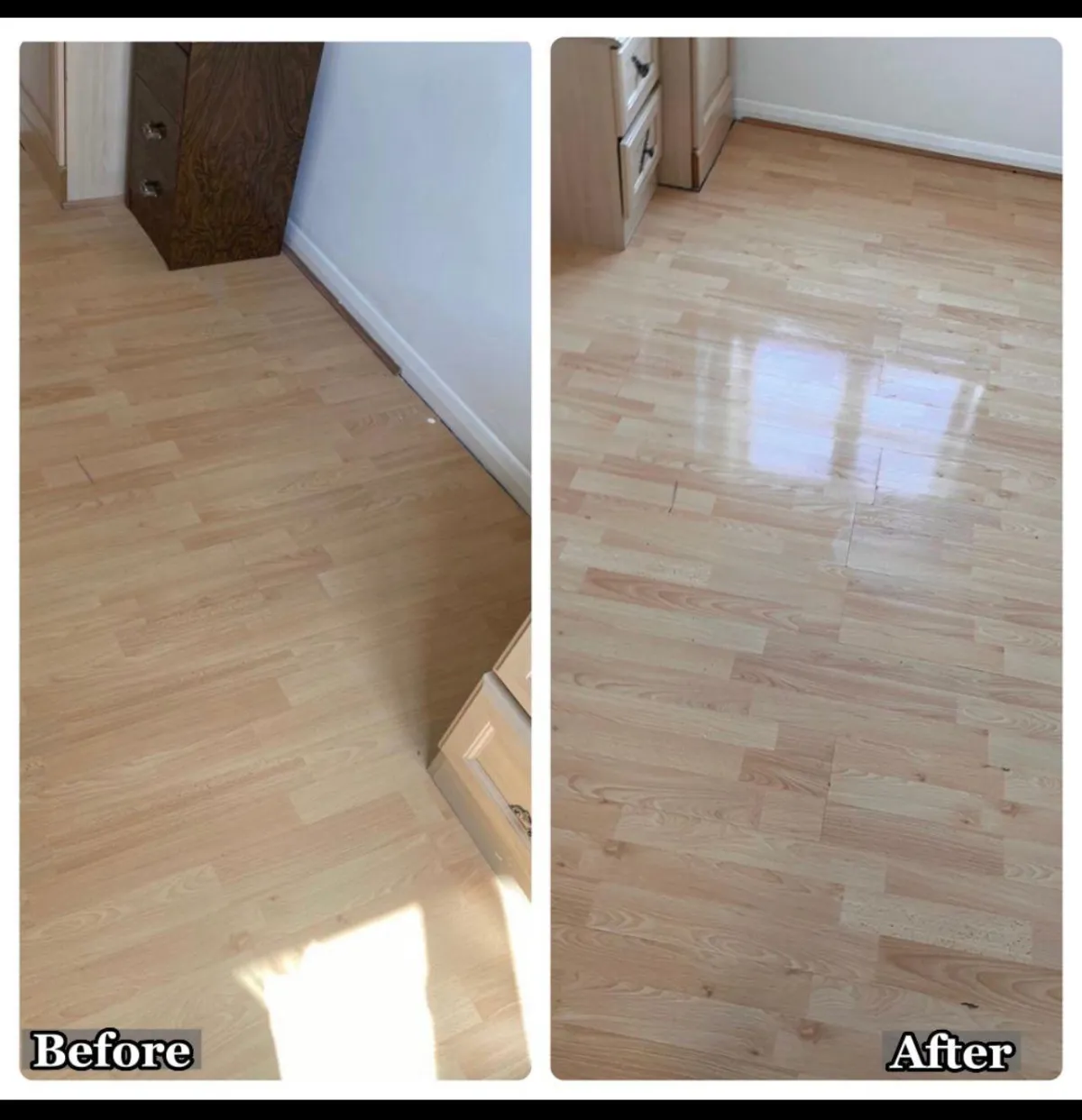Before and after cleaning comparison of a bathroom