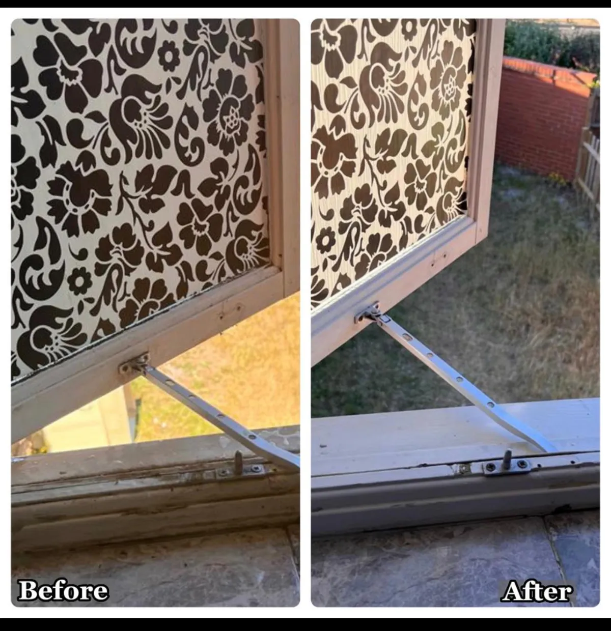 Before and after cleaning comparison of a living room
