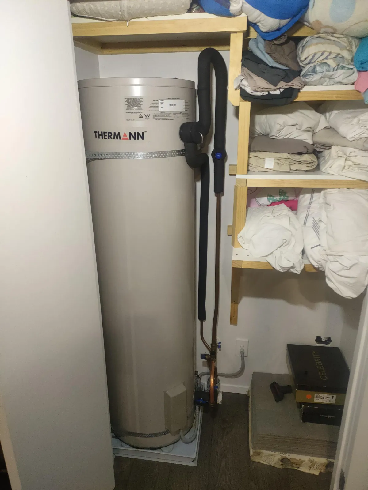 thermann-hot-water-cylinder-replacement-in-closet