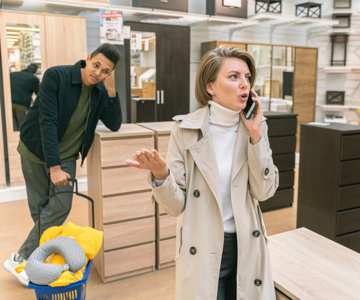 Female business owner letting work interrupt her personal life.
