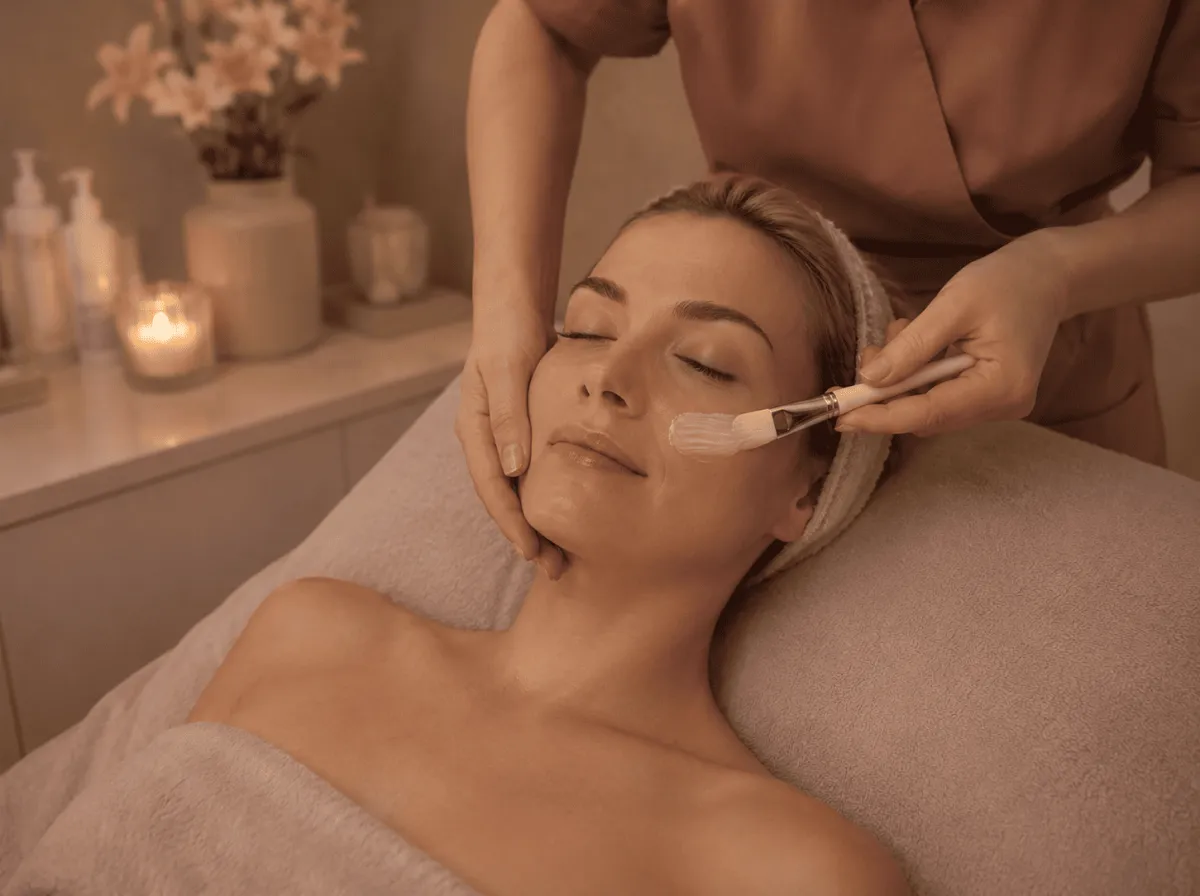 frugtsyrepeeling og hydra peeling i en behandling med vitamin c for at give dig gløden tilbage