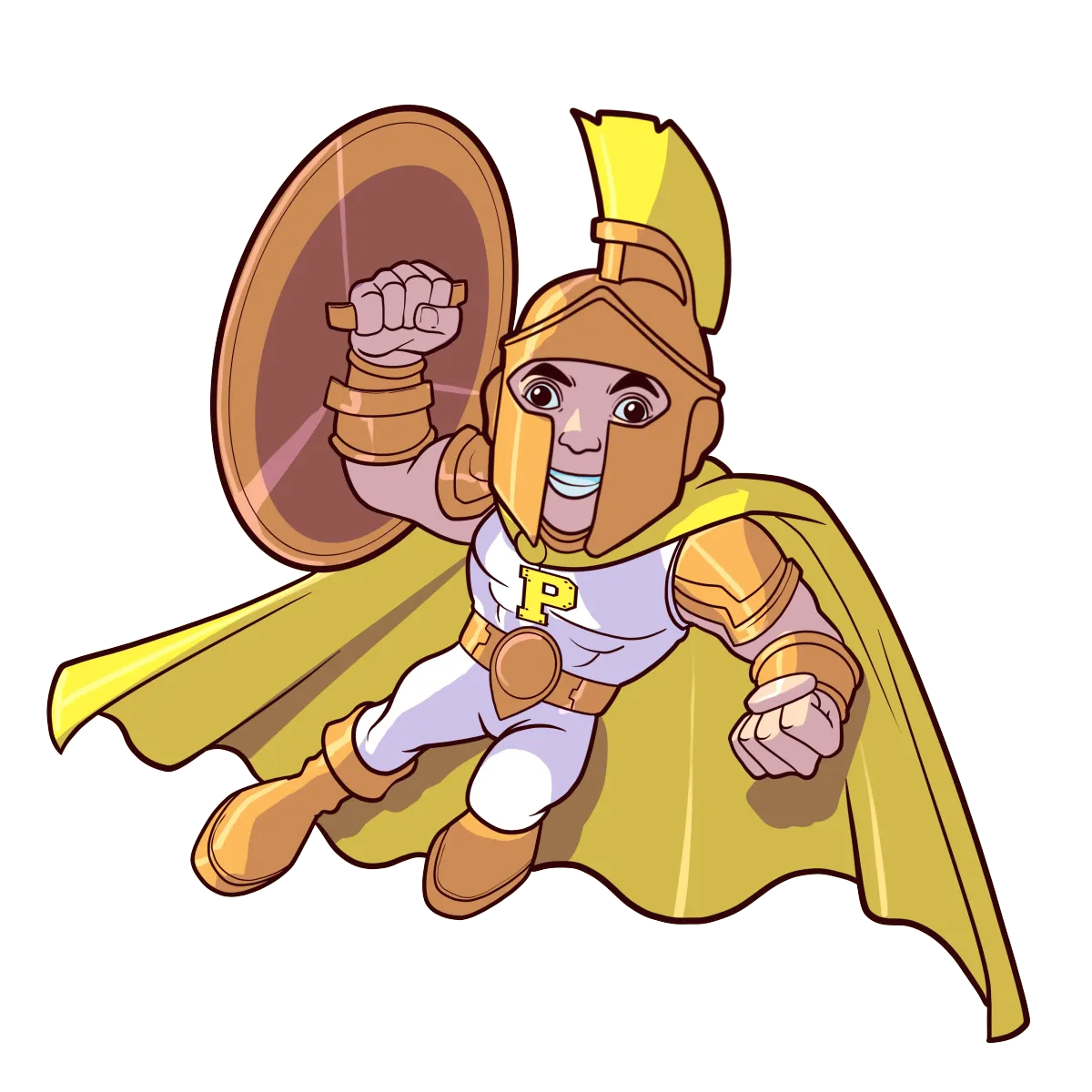 Promy in the air with shield