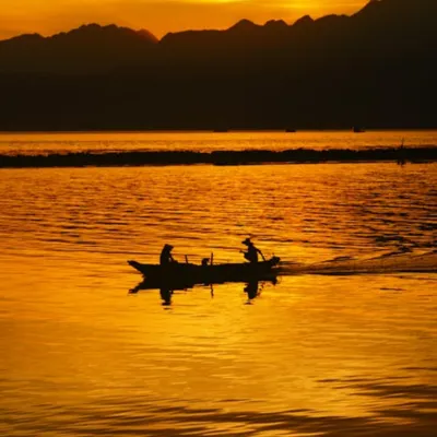 Two people on a boat