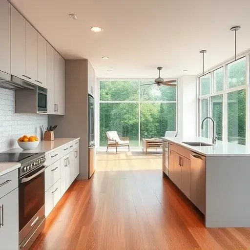 Recently remodeled kitchen in Schaumburg IL with modern cabinetry, quartz countertops, and stainless steel appliances.