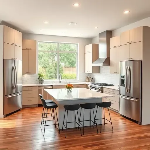 Freshly renovated Vernon Hills kitchen with modern cabinetry, quartz countertops, sleek appliances, and spacious layout.