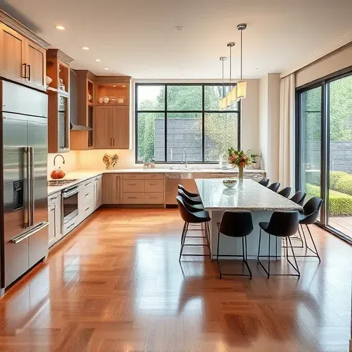 Modern kitchen remodel in Glencoe IL with stainless steel appliances, granite countertops, and custom cabinetry.