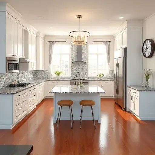 Beautifully renovated kitchen in Des Plaines IL with sleek cabinetry, granite countertops, and modern appliances.