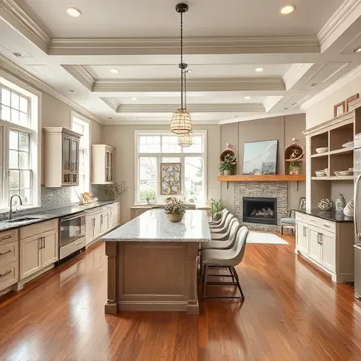 Completed home remodeling project in Wheeling IL featuring open-concept design with modern finishes and cozy ambiance.