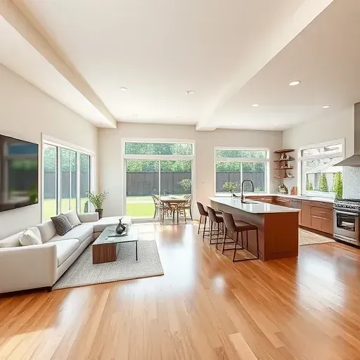 Home remodeling in Bloomingdale IL showcasing a modern kitchen with sleek cabinets, new appliances, and vibrant decor.